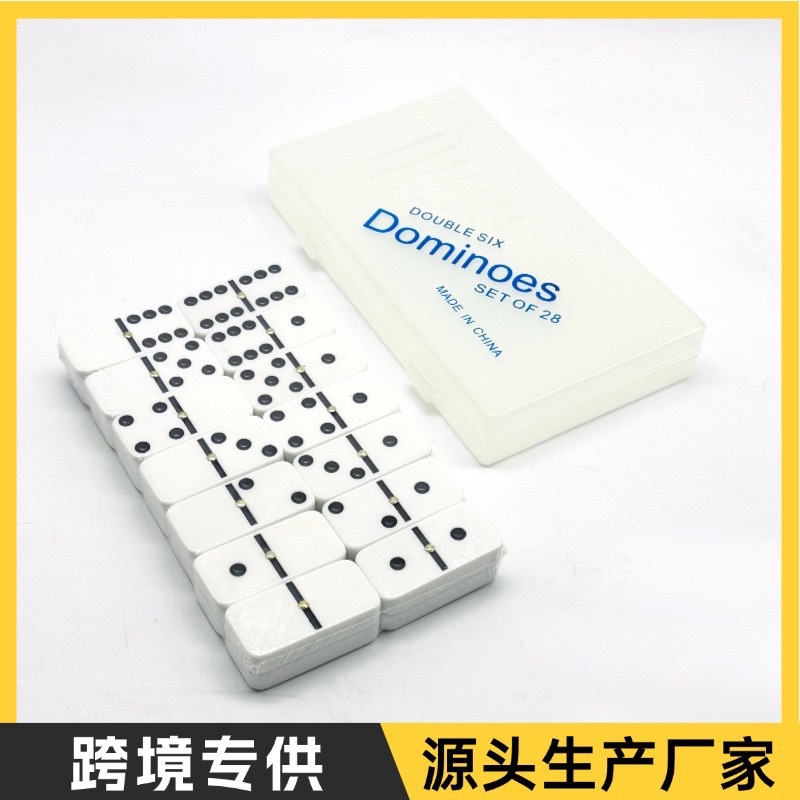 Puzzle Game 5412 Transparent Box Set of Dominoes Ivory Set 28 Double Six Domino Double Six Large Size