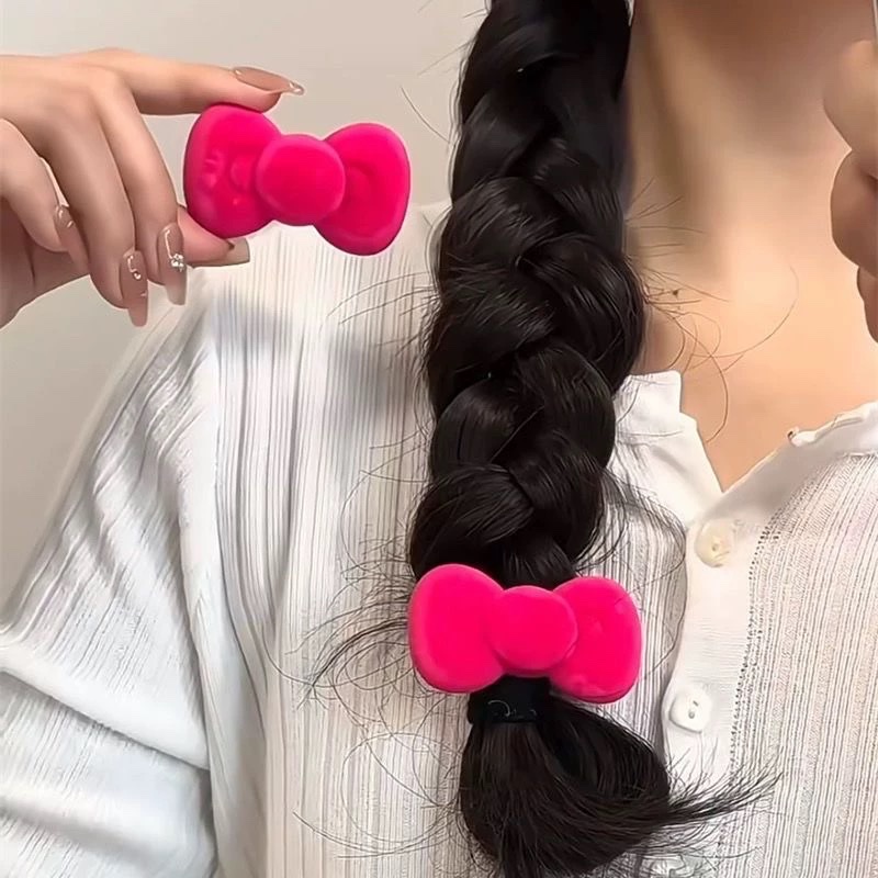 Rose red velvet hair clips with a girlish vibe, autumn and winter atmosphere, bangs clips, side clips, sweet big bow hair clips Specification image