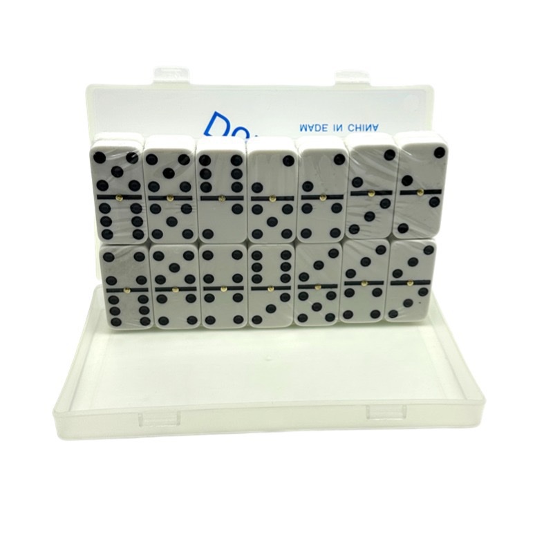 Puzzle Game 5412 Transparent Box Set of Dominoes Ivory Set 28 Double Six Domino Double Six Large Size Specification image