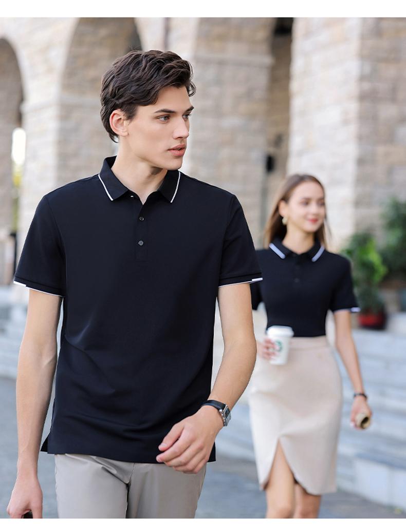 Cross-border high-end luxury Feile brocade ammonia solid color lapel new short-sleeved lapel polo for both men and women, fashionable and casual polo for both men and women, simple and comfortable short-sleeved trendy polo detail image 20