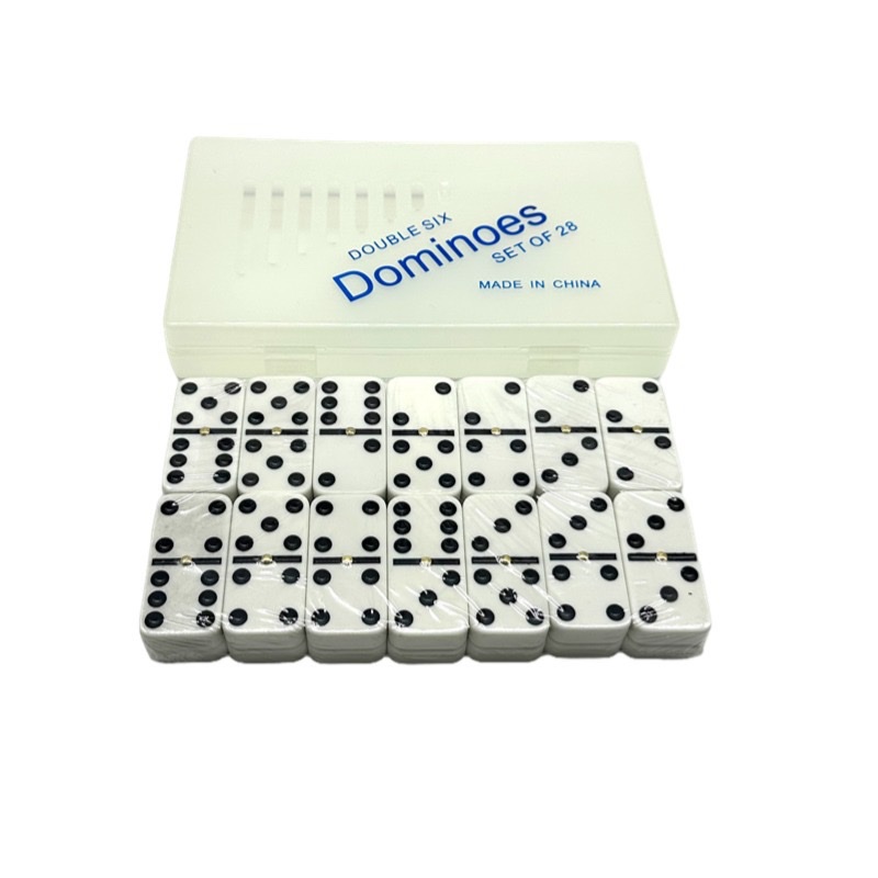 Puzzle Game 5412 Transparent Box Set of Dominoes Ivory Set 28 Double Six Domino Double Six Large Size details Picture