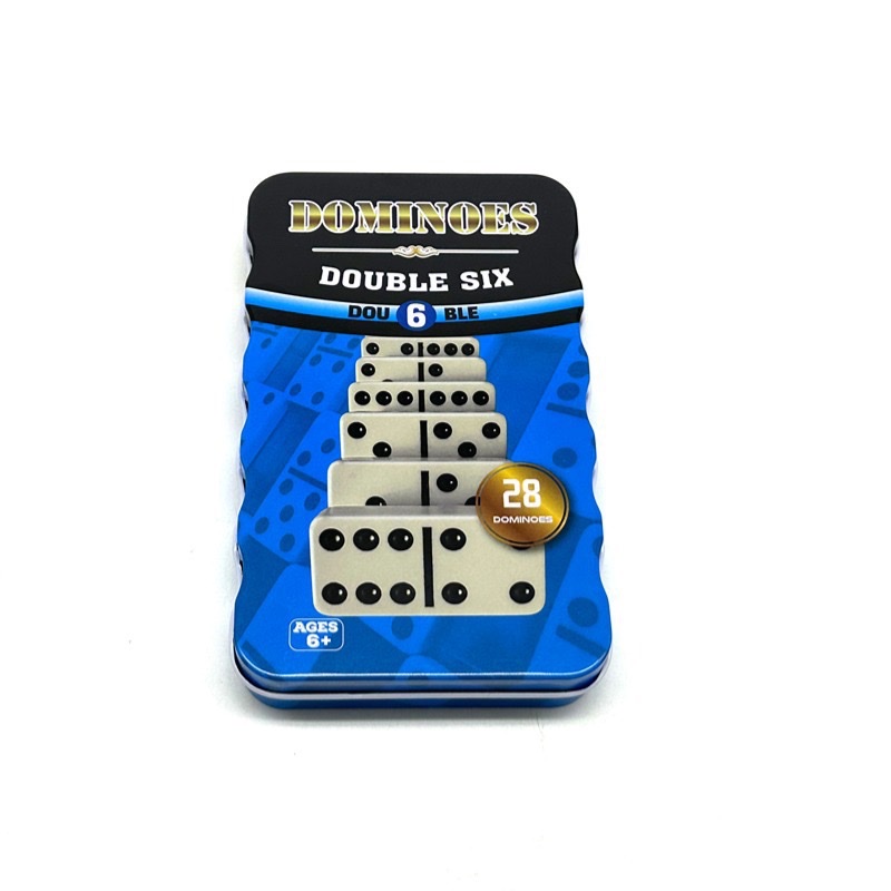 4006 Blue Iron Box Blue iron box Domino Set of 28 double 6 Ivory Dominoes details Picture