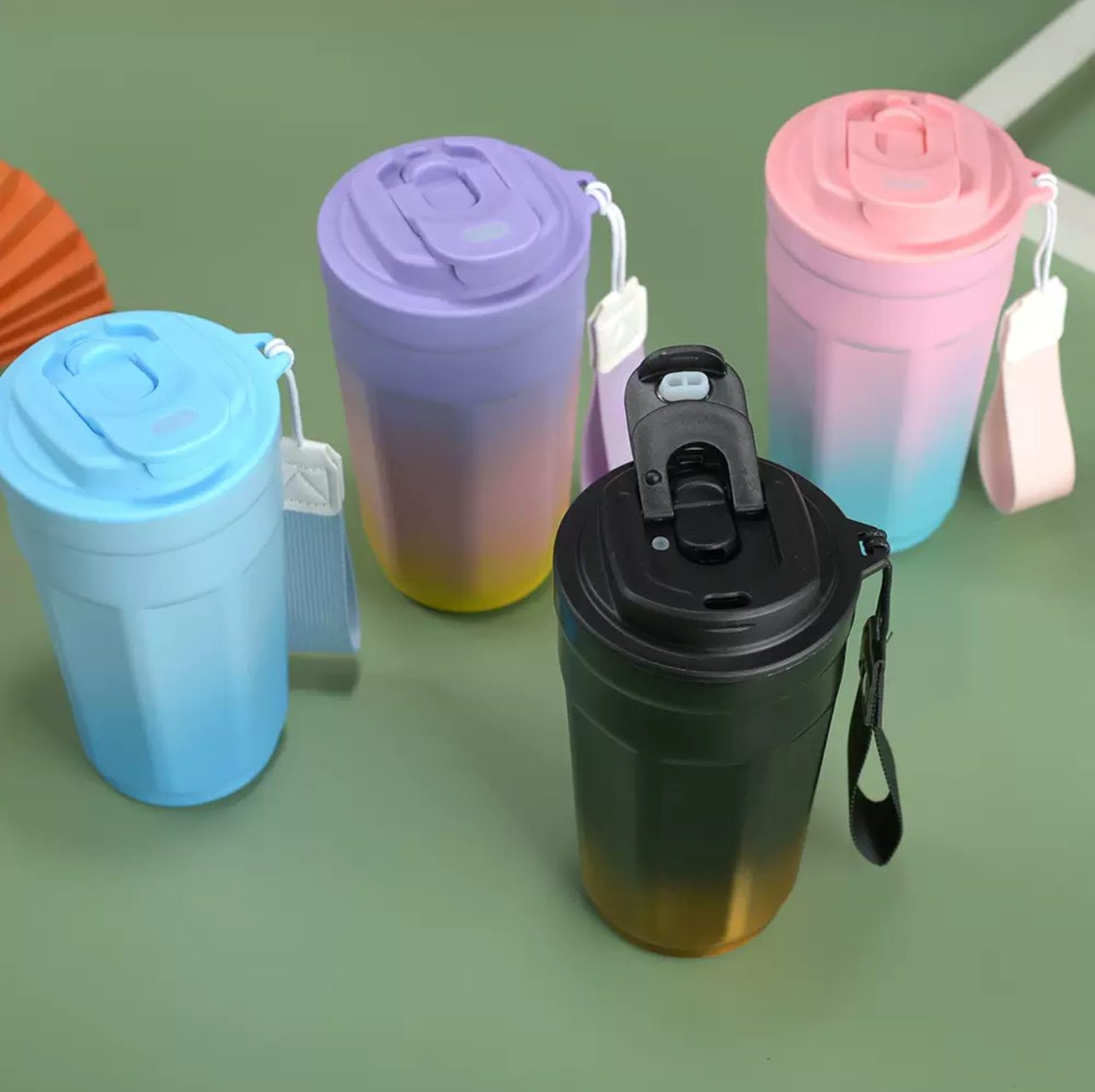 渐变多彩咖啡杯，手提绳方便携带，双饮任你选择详情图8