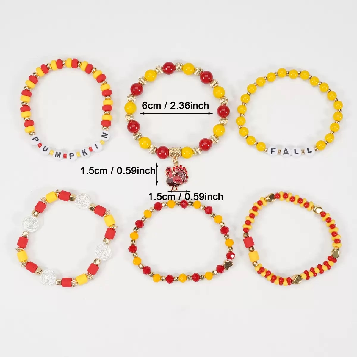 感恩节手链 秋季枫叶火鸡南瓜卡通可爱派对新款感恩节手串软陶批发饰品产品图