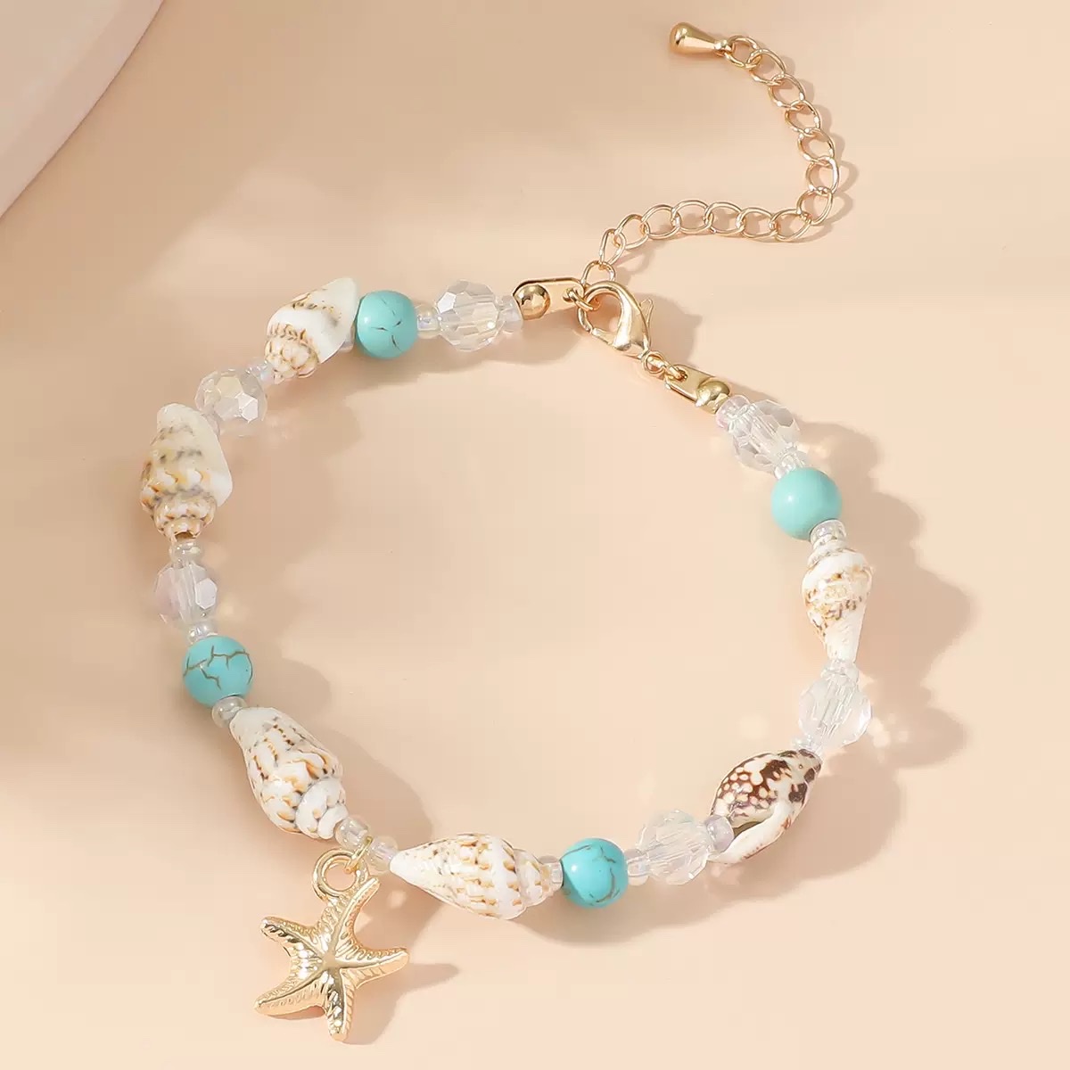 Popular foreign trade accessories: conch, rice beads, turquoise bracelets, beach starfish pendants, shell and crystal beads bracelets details Picture