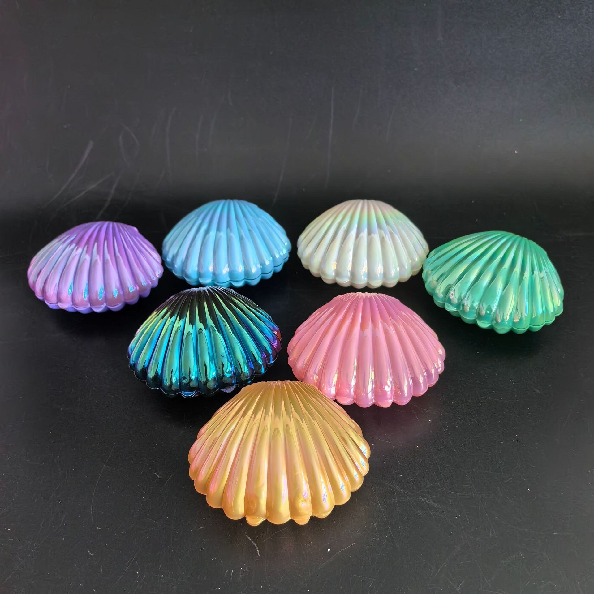 厂家直销创意精美珠光色电镀小号贝壳糖盒塑料包装盒个性收纳盒