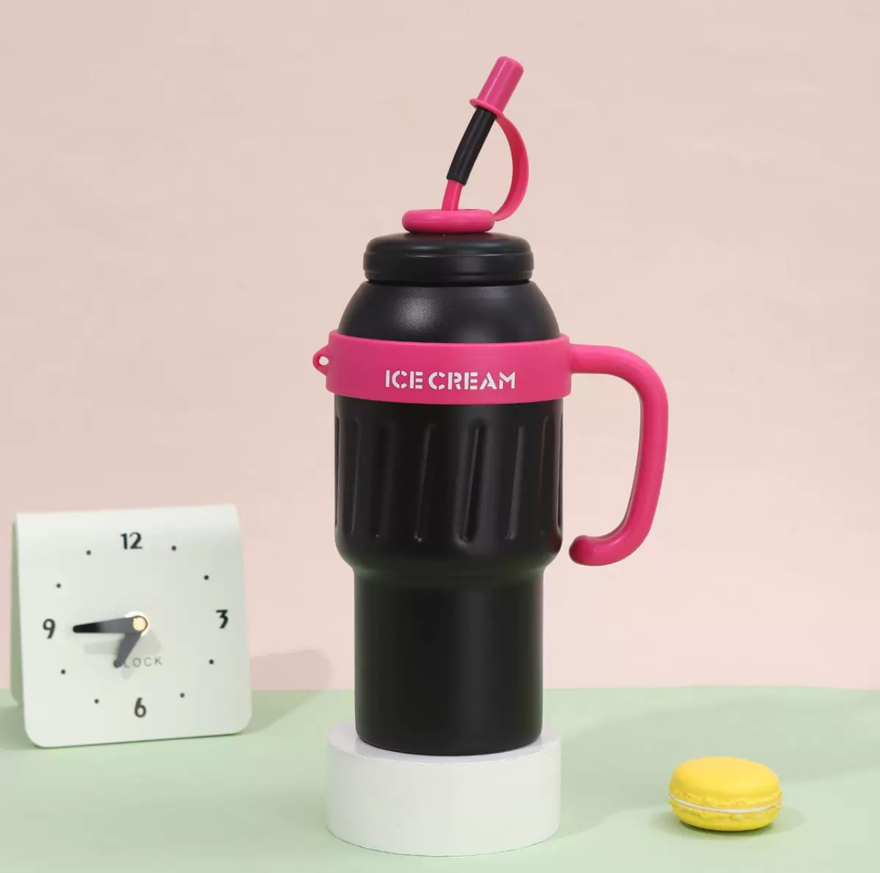 316不锈钢小清新冰霸杯，大容量高颜值，户外便携白底实物图