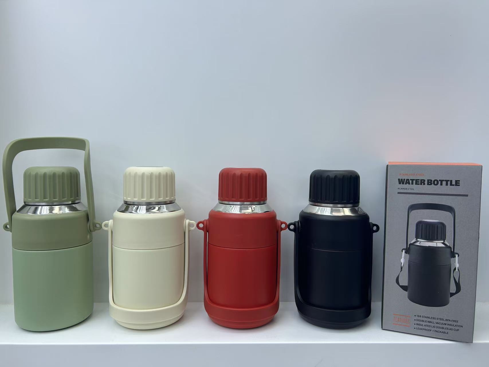 u型提手大容量保温杯，内含弹跳盖便于使用