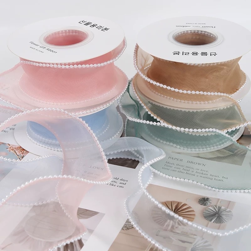 Pengfa Packaging Factory Store Pearl Fish Tail Yarn Fresh Flower Packaging Ribbon Net Yarn Ribbon Bouquet Cake Baking Packaging Yarn Flower Art Shop Materials detail image 3