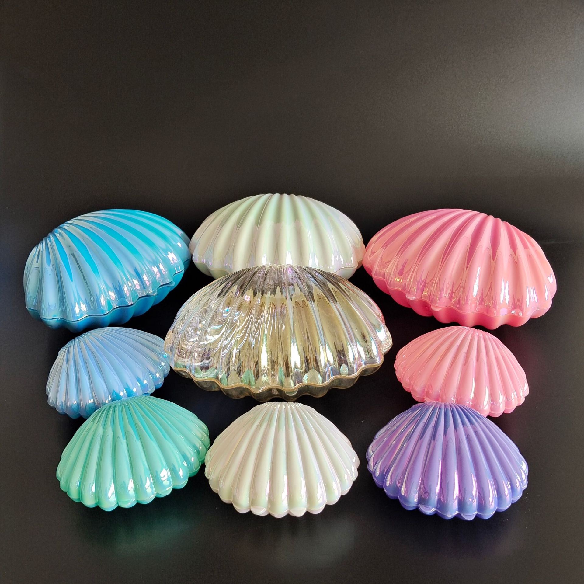 厂家直销创意精美珠光色电镀小号贝壳糖盒塑料包装盒个性收纳盒产品图