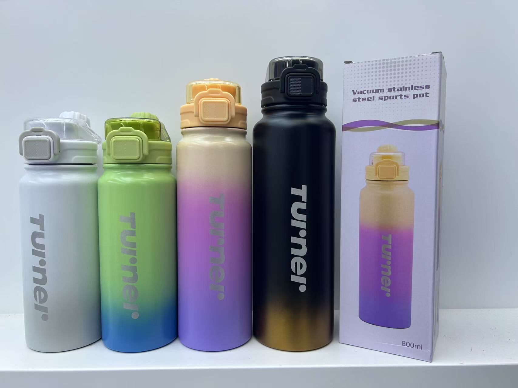 金属渐变运动弹跳保温杯，304不锈钢多容量可以选择