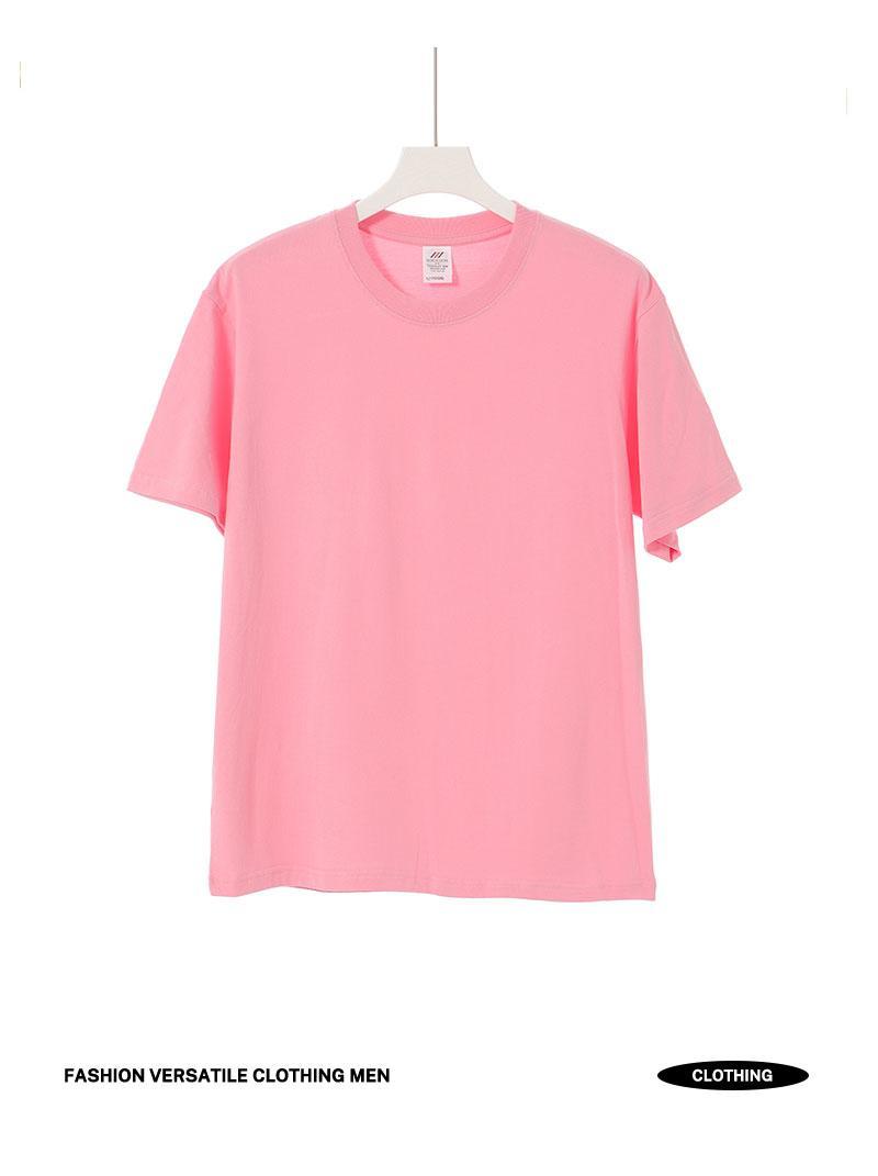 Cross-border 230g/㎡ closely combed and spun pure cotton round-neck T-shirt, new short-sleeved T-shirt, men's and women's same style trendy clothes, fashionable and casual, men's and women's same style simple and comfortable short-sleeved trendy T-shirt detail image 10