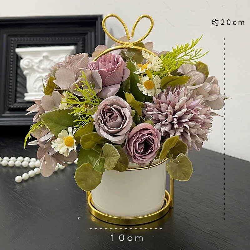 Cocoa rose, retro autumn color rose, Maillard artificial flower ornaments, light luxury artificial flowers, dining table, living room small potted plants, bedroom decorations, artificial flowers, artificial flowers, high-end pu Item Picture