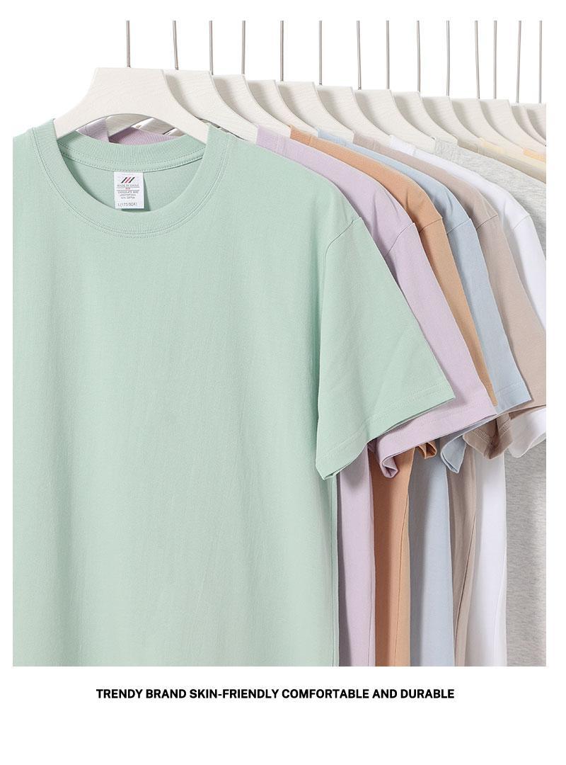 Cross-border 230g/㎡ closely combed and spun pure cotton round-neck T-shirt, new short-sleeved T-shirt, men's and women's same style trendy clothes, fashionable and casual, men's and women's same style simple and comfortable short-sleeved trendy T-shirt Application Scenario