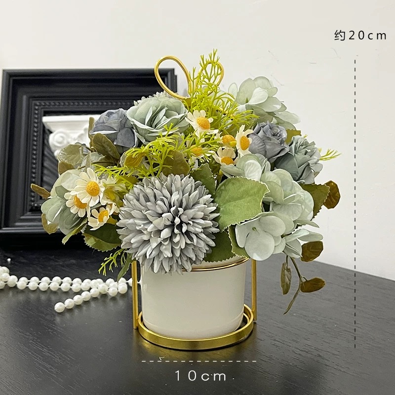 可可玫瑰复古秋色玫瑰美拉德仿真花摆件轻奢假花餐桌客厅小盆栽卧室装饰品仿真花假花仿真花高端pu