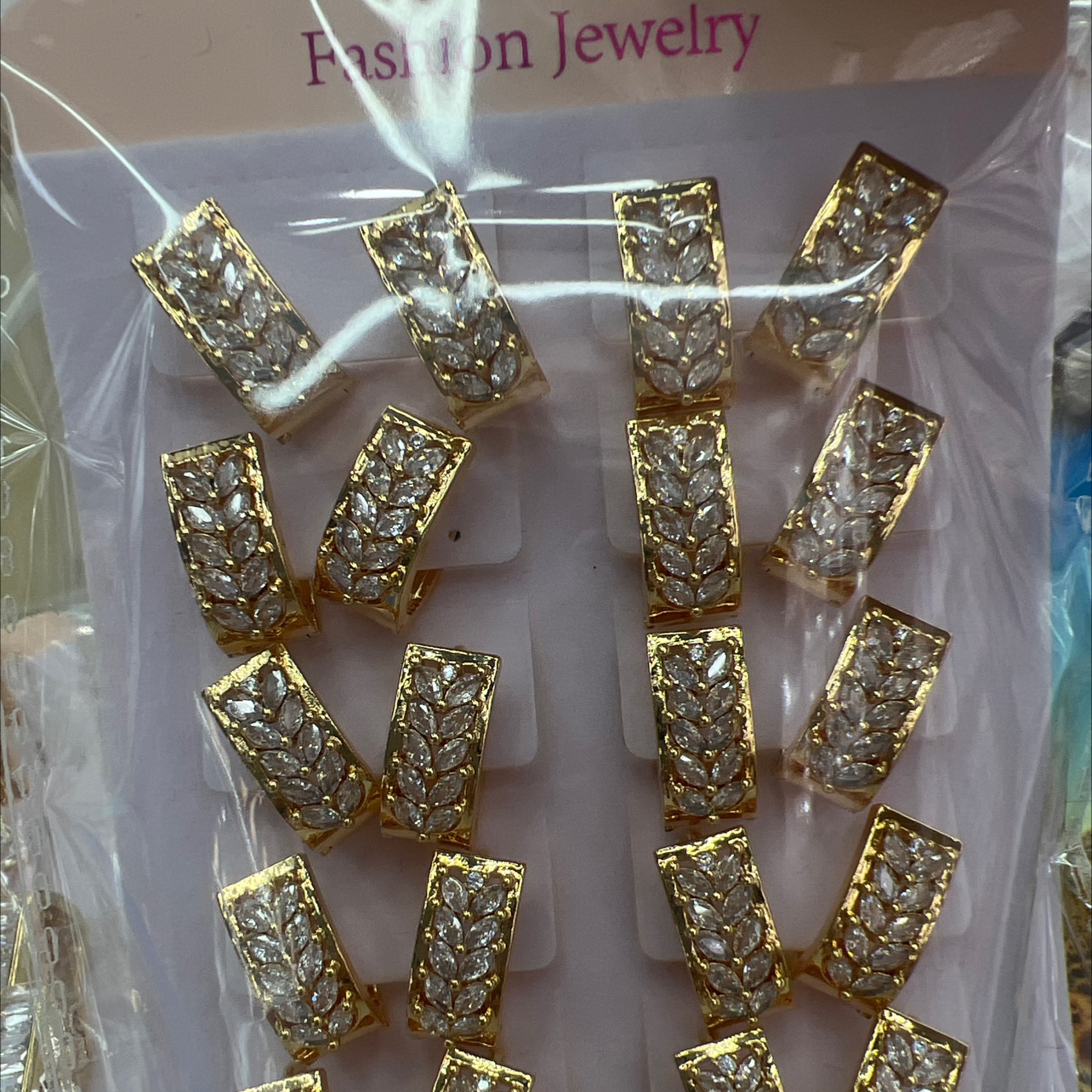 流行时尚叶子形状锆石铜耳环，电镀真金，A68珊珊饰品