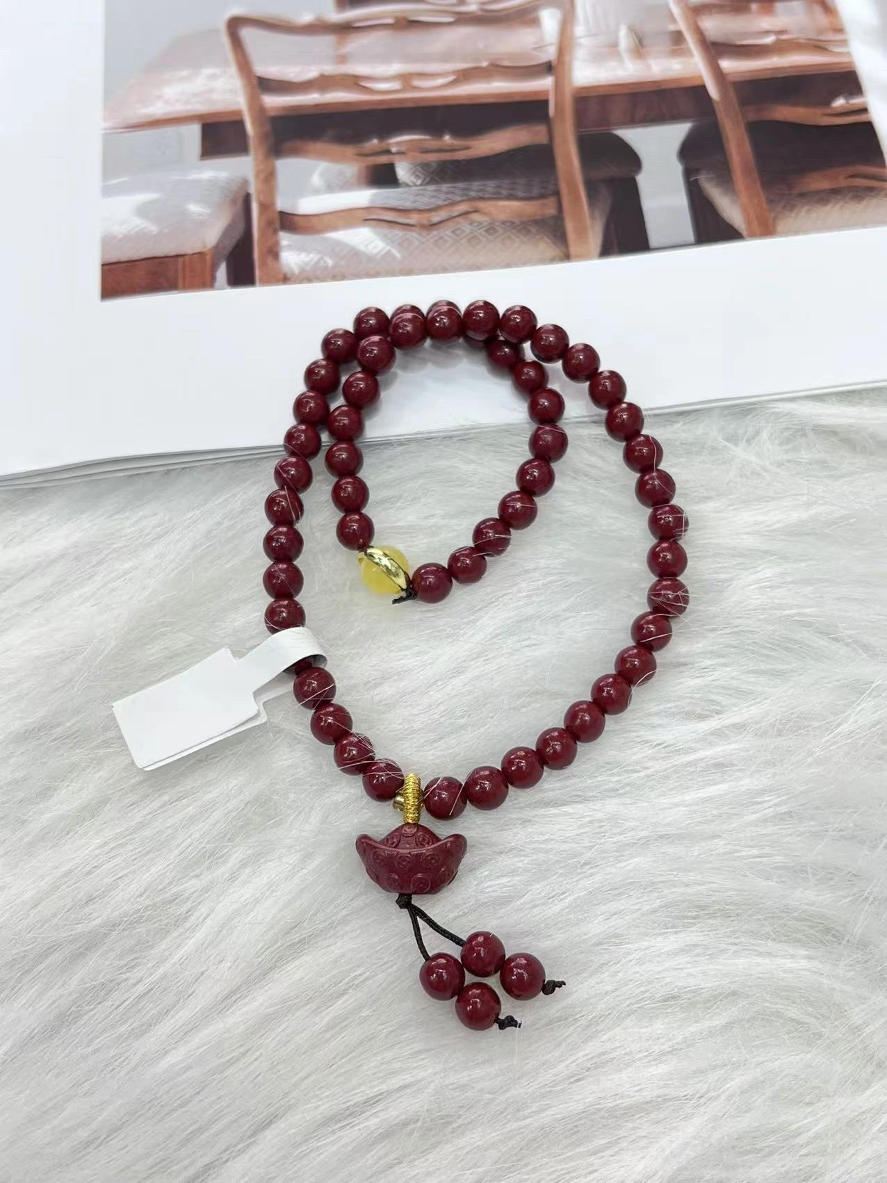 Original and authentic cinnabar bracelet for women, three-circle natural cinnabar and multi-circle purple gold sand zodiac bracelet for the year of one's zodiac sign detail image 1