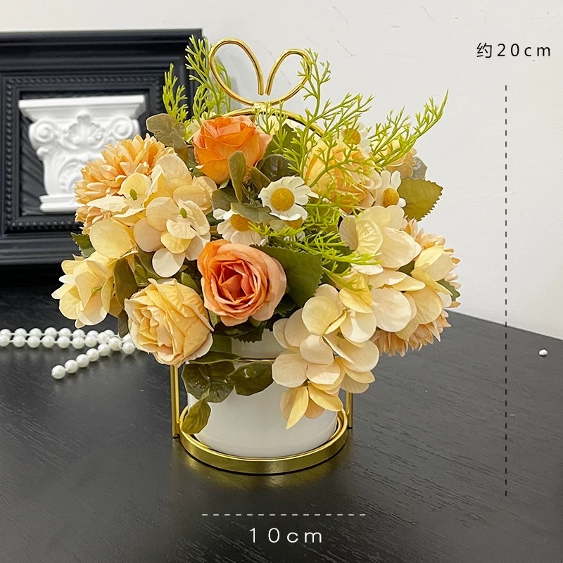 Cocoa rose, retro autumn color rose, Maillard artificial flower ornaments, light luxury artificial flowers, dining table, living room small potted plants, bedroom decorations, artificial flowers, artificial flowers, high-end pu Specification image