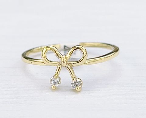 小清新镶锆石蝴蝶结简约时尚戒指戒指国潮商品