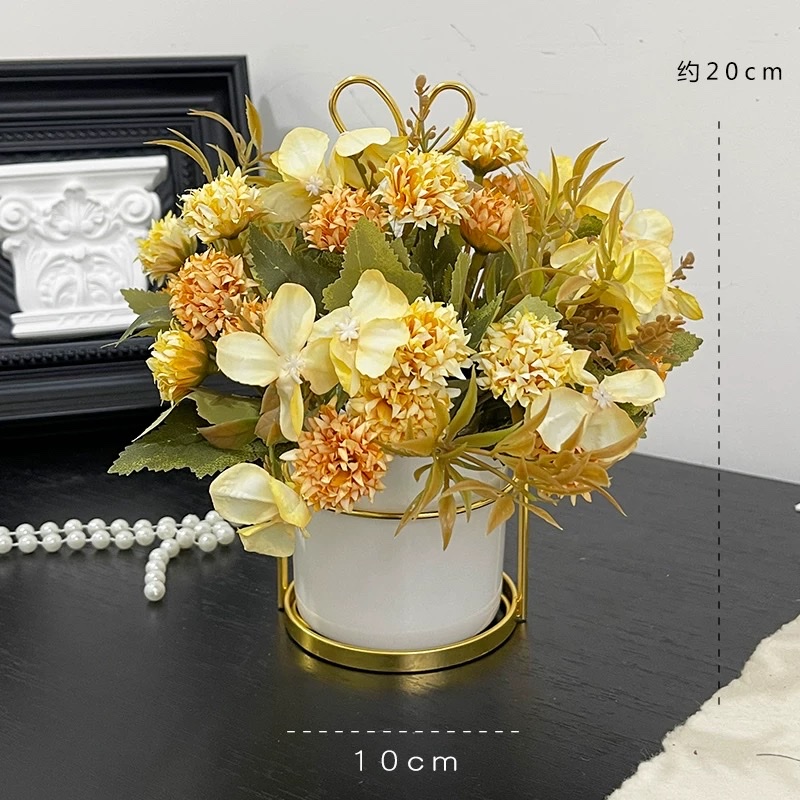 Retro autumn rose Maillard artificial flower ornaments, light luxury artificial flowers, dining table, living room small potted plants, bedroom decorations, mini thorny balls, artificial flowers Specification image