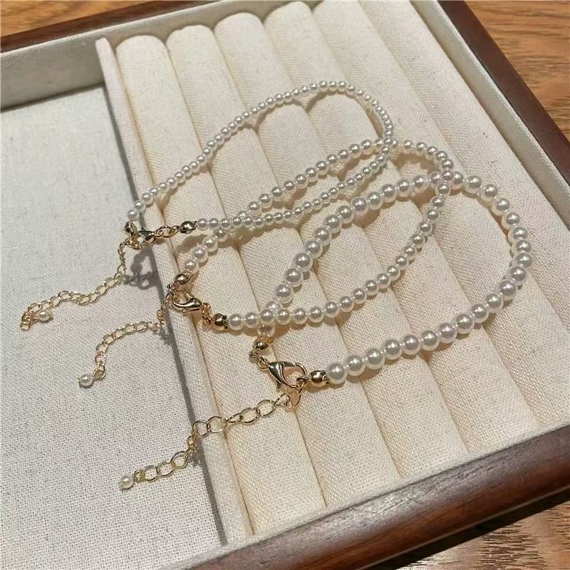 3mm天然淡水小米粒细珍珠手链女s925银极细珍珠手链迷你叠戴黄金细节图