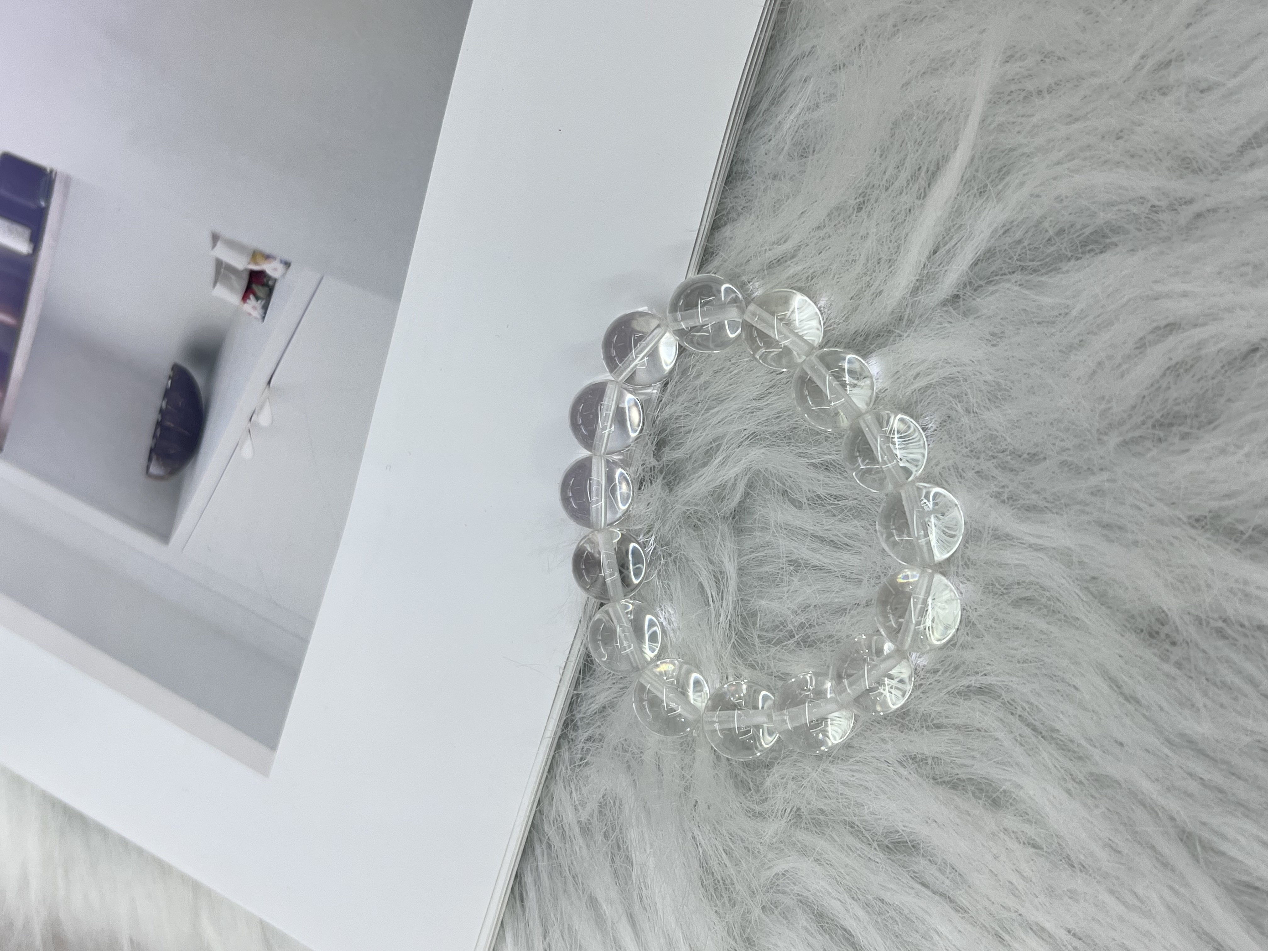 天然白水晶手链女透明珠子巴西水晶手串男收藏级三圈佛珠貔貅手链产品图