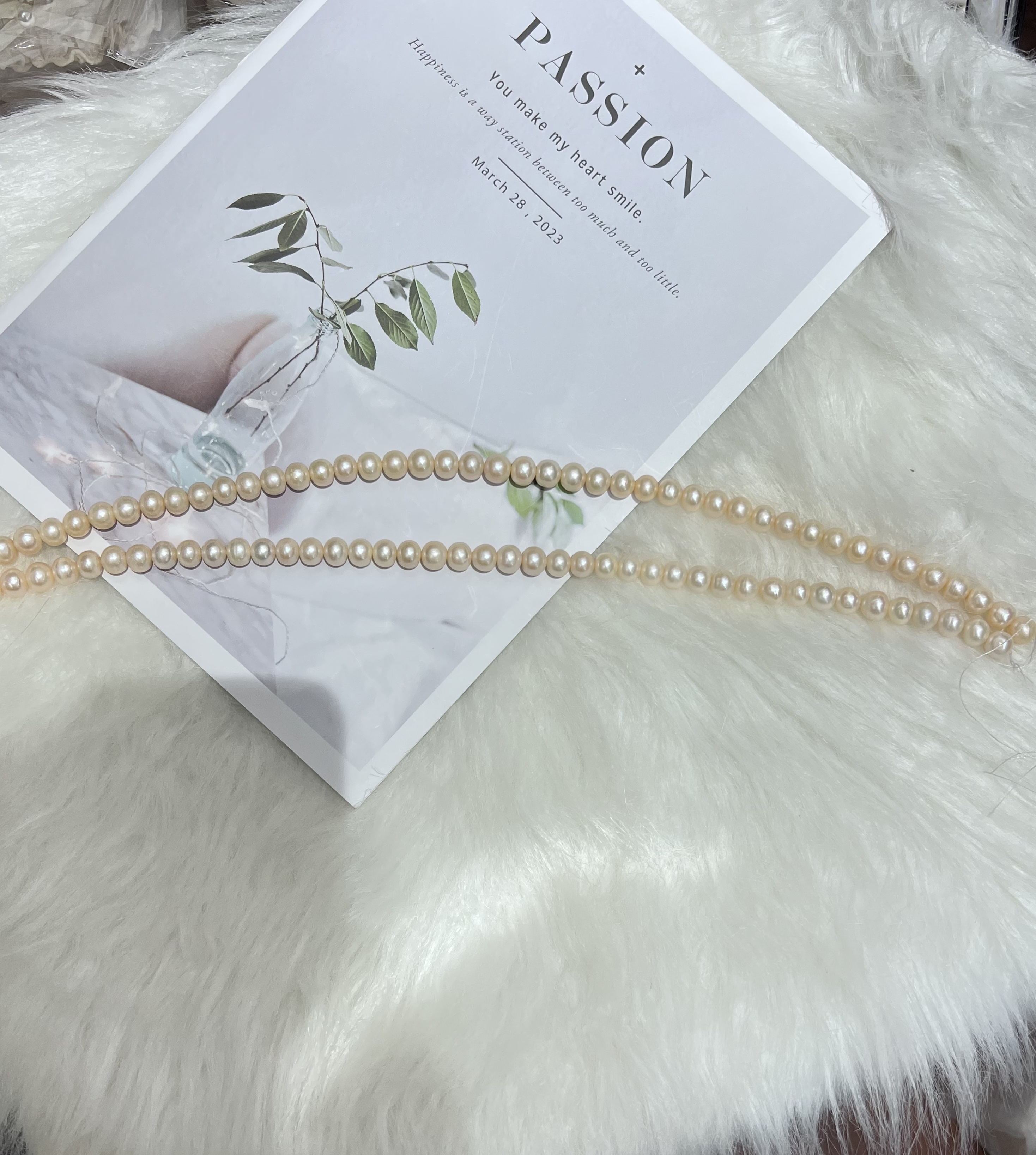 小号双排天然珍珠项链，图