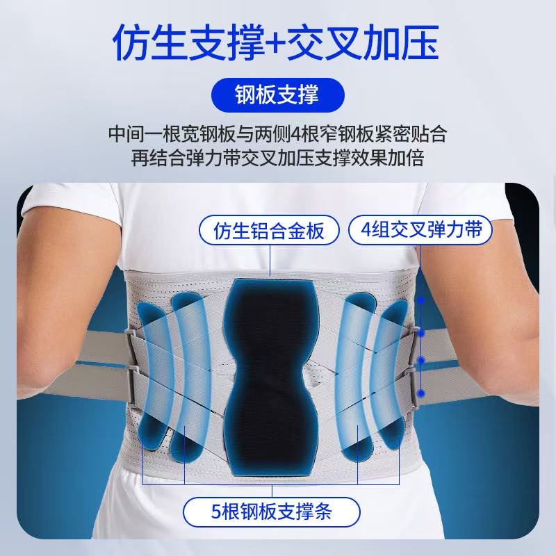 跨境新品仿生护腰可拆卸加宽钢板支撑护腰透气健身腰部通用固定带产品图