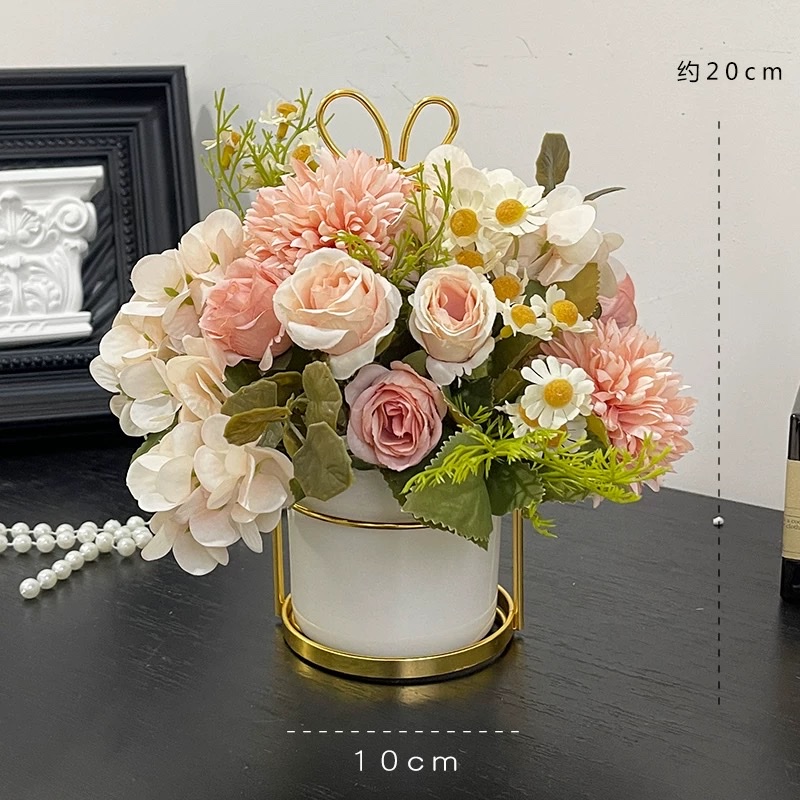 Cocoa rose, retro autumn color rose, Maillard artificial flower ornaments, light luxury artificial flowers, dining table, living room small potted plants, bedroom decorations, artificial flowers, artificial flowers, high-end pu details Picture