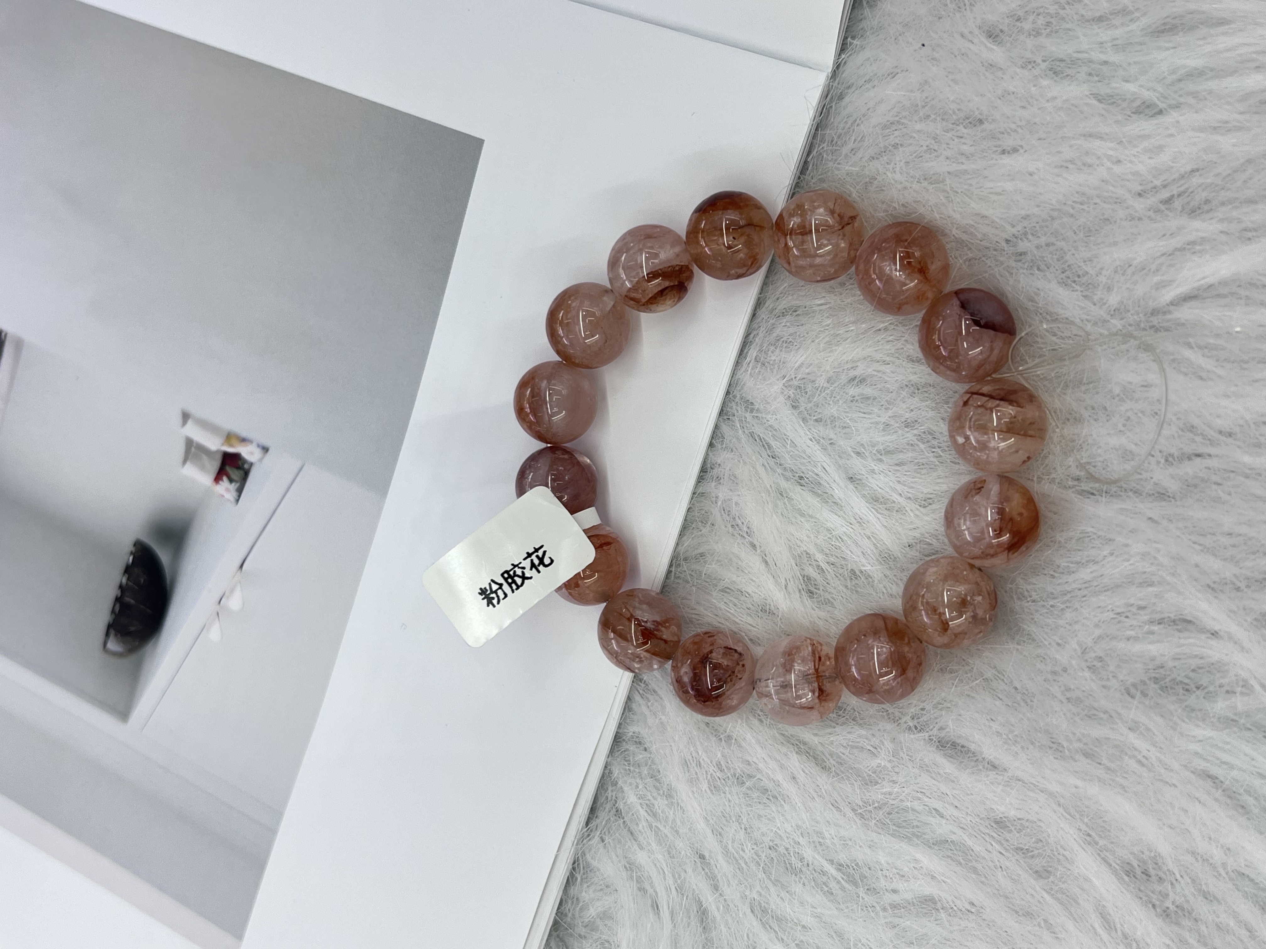 Natural rubber flower bracelet crystal bracelet for women and men, yellow water flower, red rubber flower, small tree rubber flower, golden koi fish rubber flower crystal