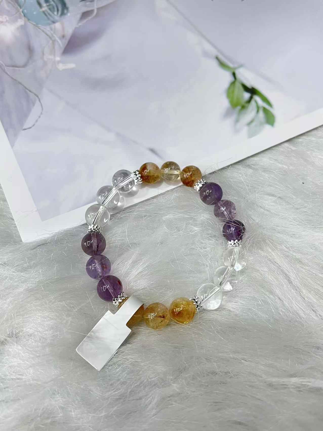 原创【满星小富婆】天然水晶手链女款招财紫水晶黄水晶白水晶手串产品图