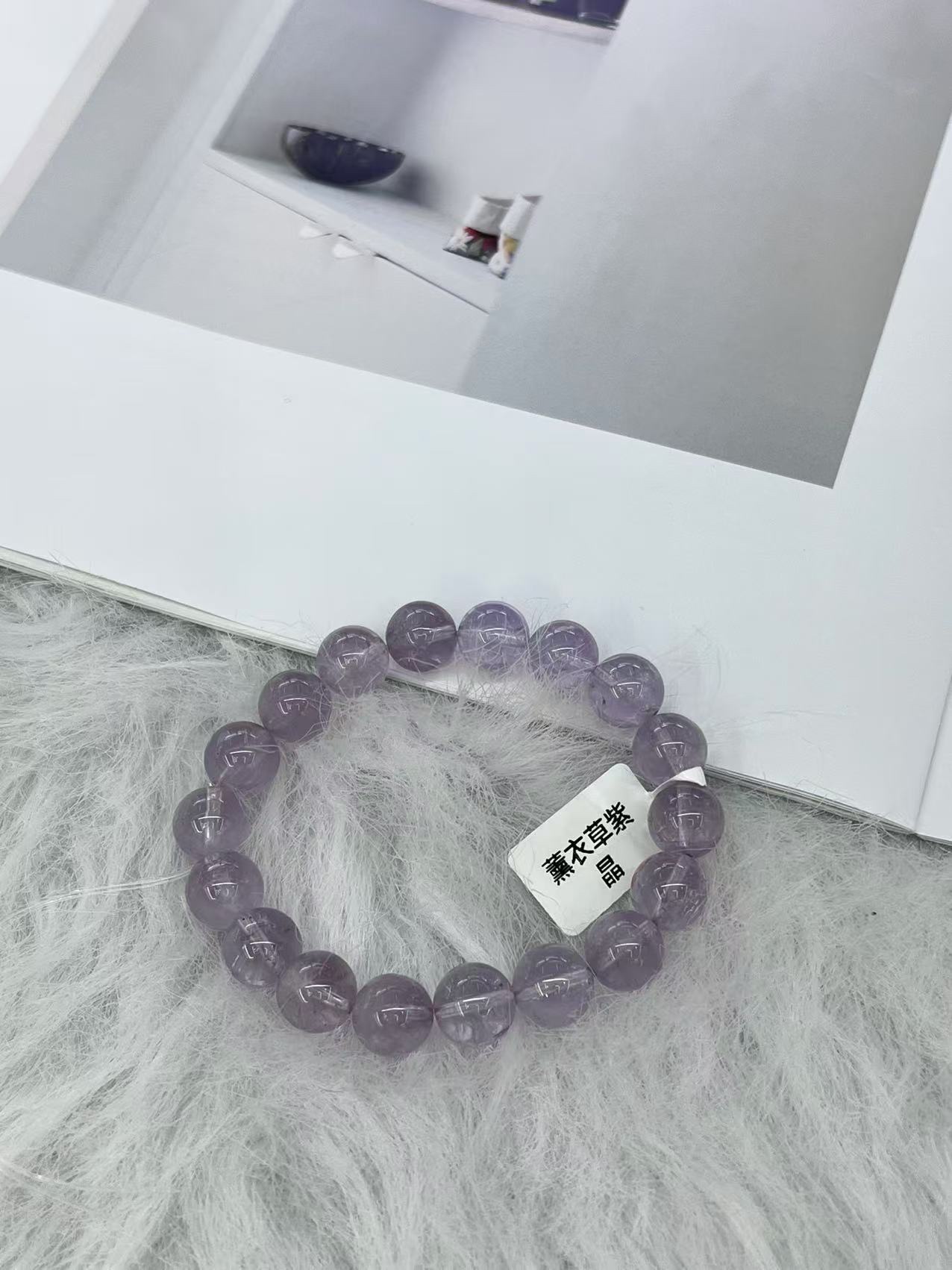 晶咖玻利维亚薰衣草紫水晶手链女大珠子浅色紫阿赛碎冰冰水晶手串产品图