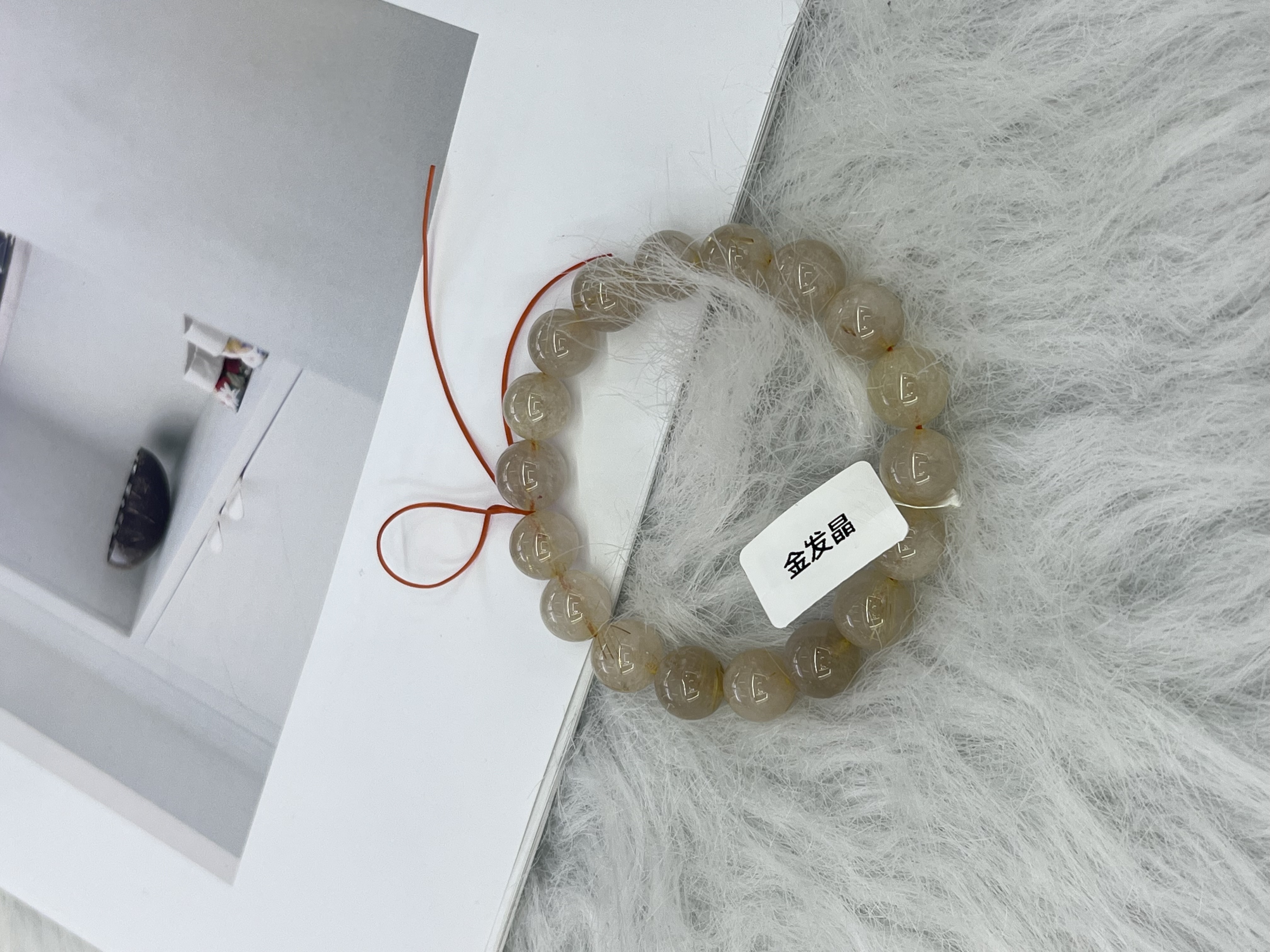 "Golden Hair Crystal" natural Venus Golden Titanium crystal Yellow Hair crystal for wealth attraction, niche design, simple and elegant style, a perfect gift for a bracelet details Picture