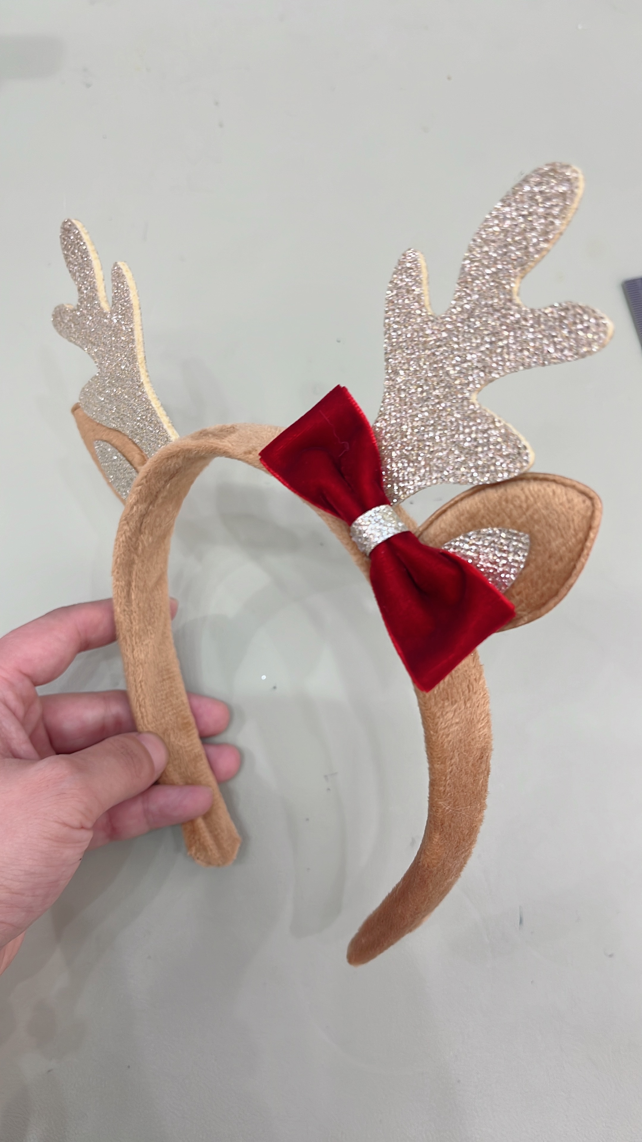 New popular Christmas reindeer antler hair accessory, headband, girls' cross-border Christmas deer antler headband, big red bow, party Christmas new headband deer antler hair accessory details Picture