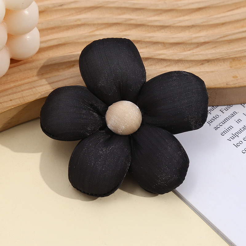 Wholesale of semi-finished materials for Korean-style solid color bright silk wrinkled five-petal flower buttoned shoes, socks, clothing accessories, hats and scarves pic 5