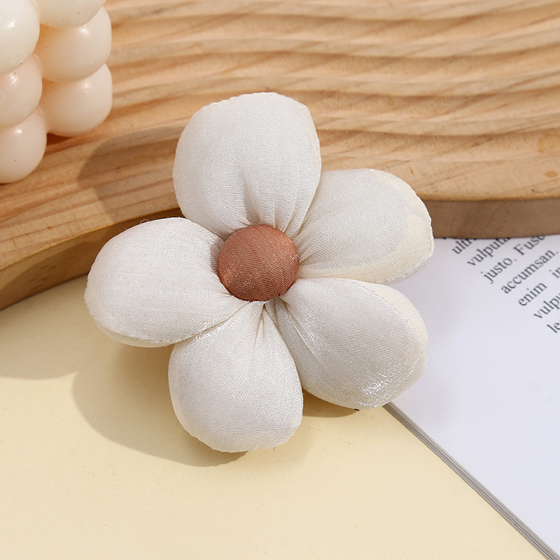 Wholesale of semi-finished materials for Korean-style solid color bright silk wrinkled five-petal flower buttoned shoes, socks, clothing accessories, hats and scarves pic 6