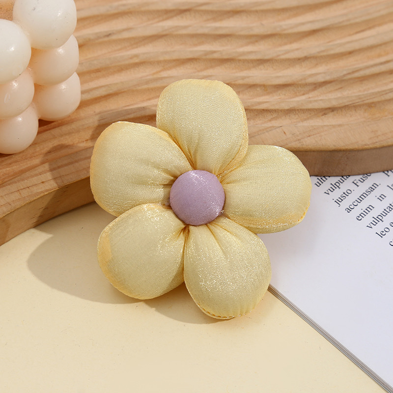 Wholesale of semi-finished materials for Korean-style solid color bright silk wrinkled five-petal flower buttoned shoes, socks, clothing accessories, hats and scarves pic 9