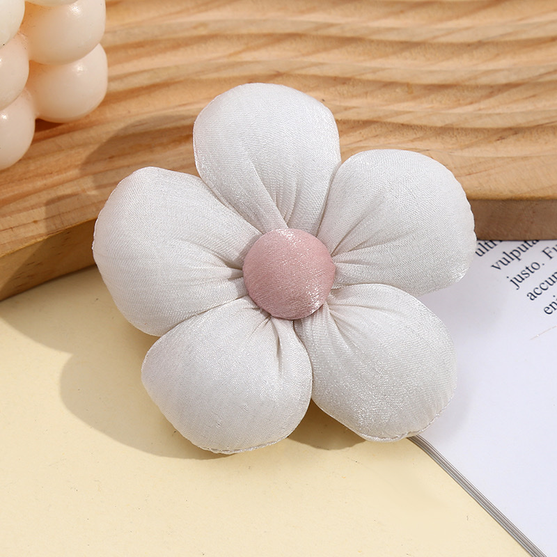 Wholesale of semi-finished materials for Korean-style solid color bright silk wrinkled five-petal flower buttoned shoes, socks, clothing accessories, hats and scarves pic 4