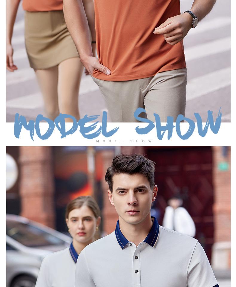 Cross-border British gold border with edge lapel, Xinjiang long-staple cotton, mulberry silk, ice silk, silk pearl ground cotton, new short-sleeved lapel polo for both men and women, fashionable and casual, polo for both men and women, comfortable short-sleeved detail image 14