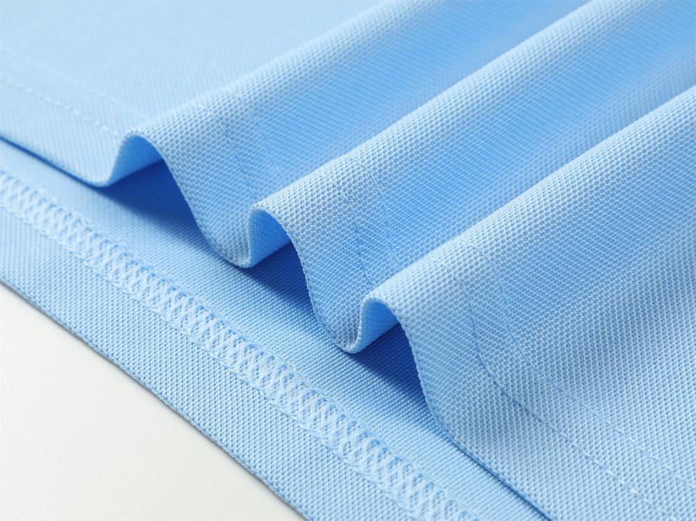 Cross-border Brocade Shirt Series: New solid-color lapel short-sleeved lapel polo shirt for both men and women, fashionable and casual polo shirt for both men and women, simple and comfortable short-sleeved trendy polo shirt detail image 12