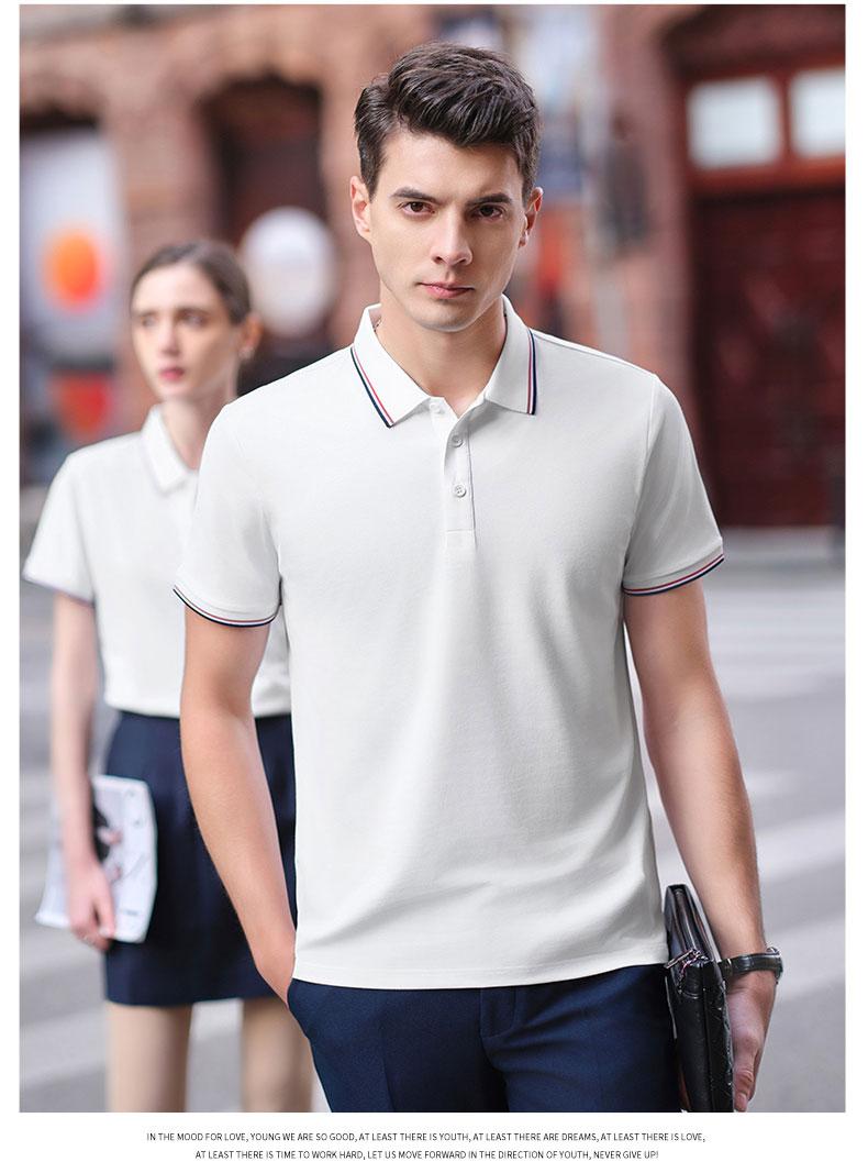 Cross-border British fringed lapel Xinjiang long-staple cotton mulberry silk ice silk pearl ground cotton new short-sleeved lapel polo for both men and women trendy clothes, fashionable and casual polo for both men and women simple and comfortable short-sleeved detail image 12