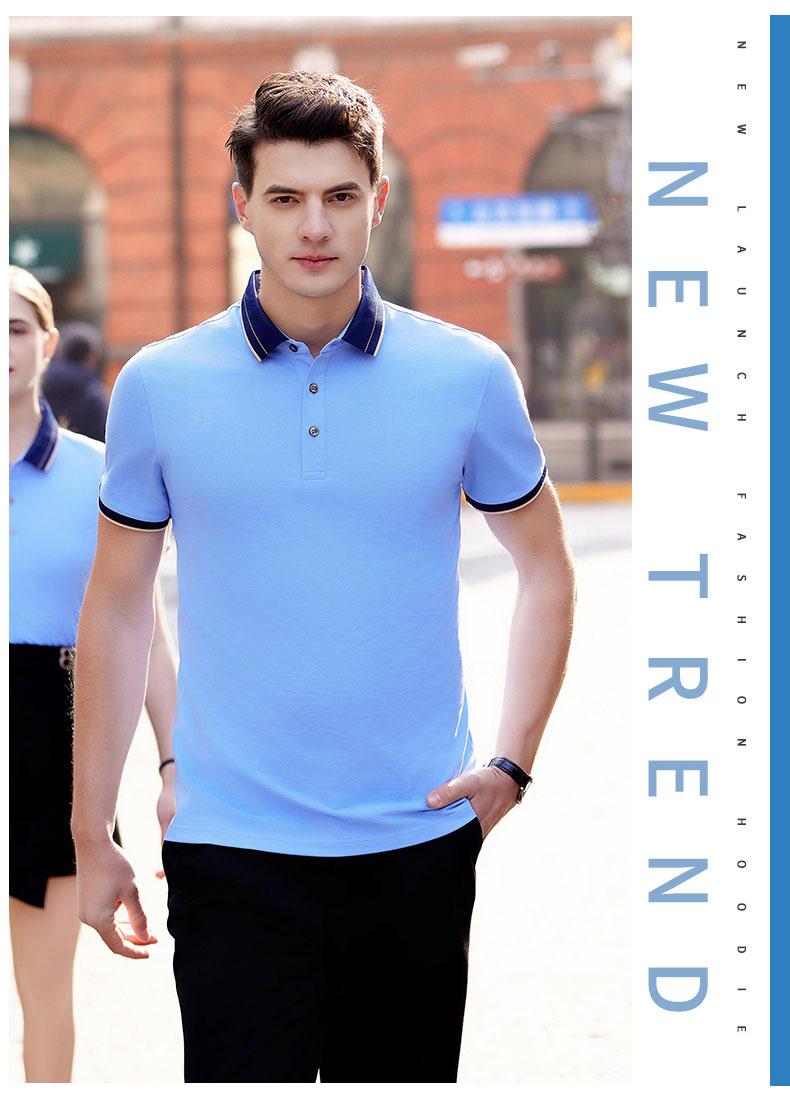 Cross-border British gold border with edge lapel, Xinjiang long-staple cotton, mulberry silk, ice silk, silk pearl ground cotton, new short-sleeved lapel polo for both men and women, fashionable and casual, polo for both men and women, comfortable short-sleeved details Picture