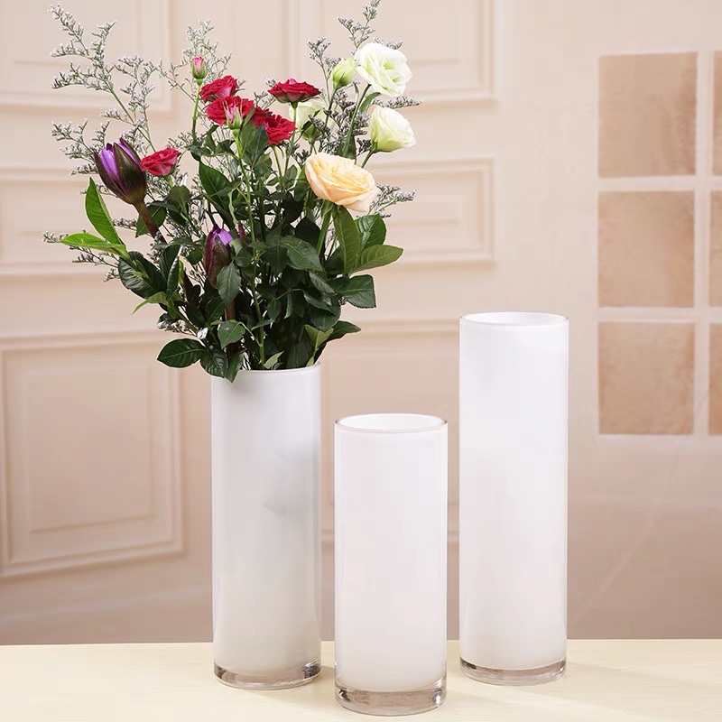 Modern and simple white straight glass vase, a decorative item for home, living room and hotel flower arrangement detail image 8
