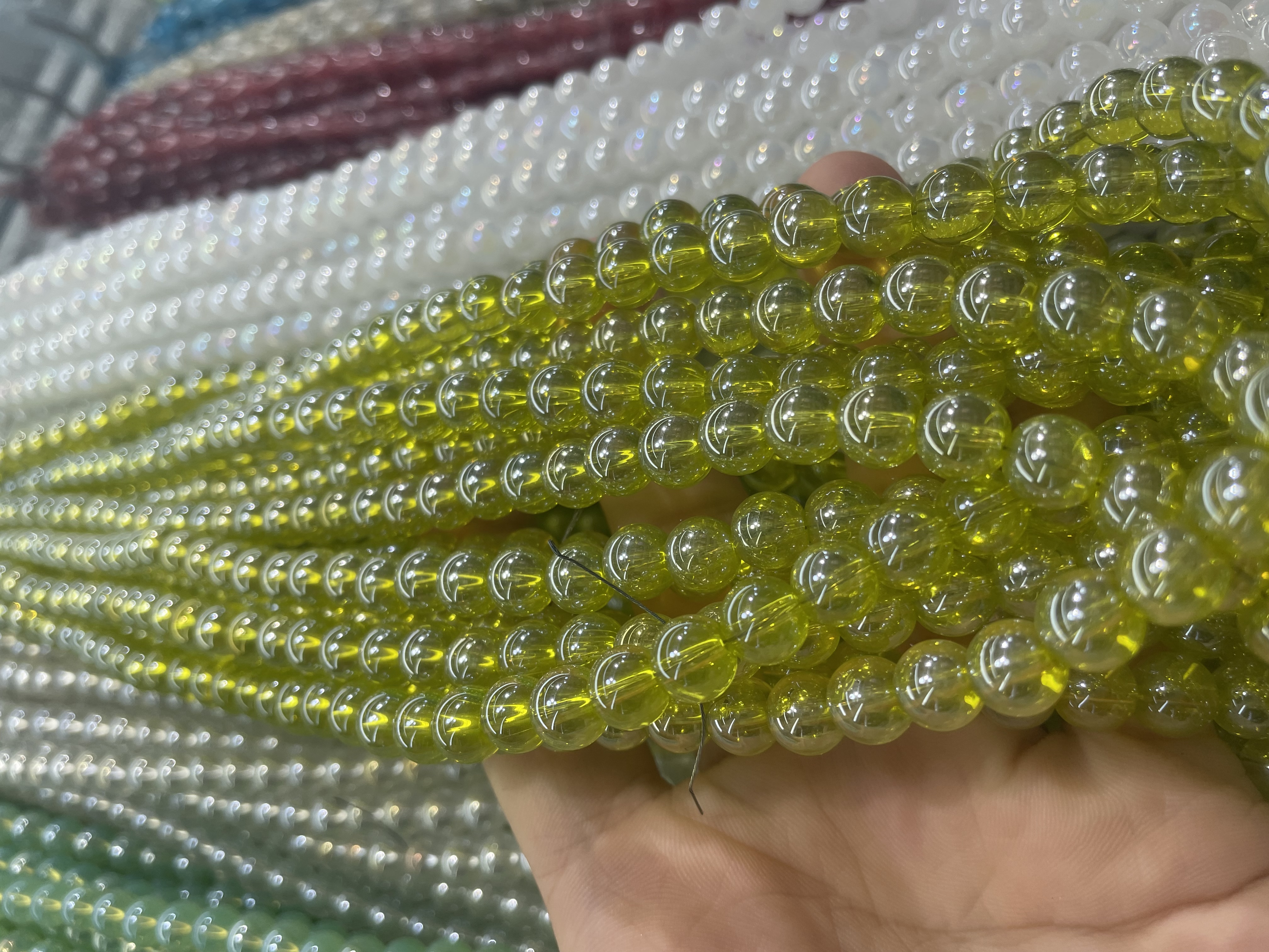 天然水晶散珠 串珠琉璃珠子 手工DIY饰品材料 多色石珠搭配详情图5