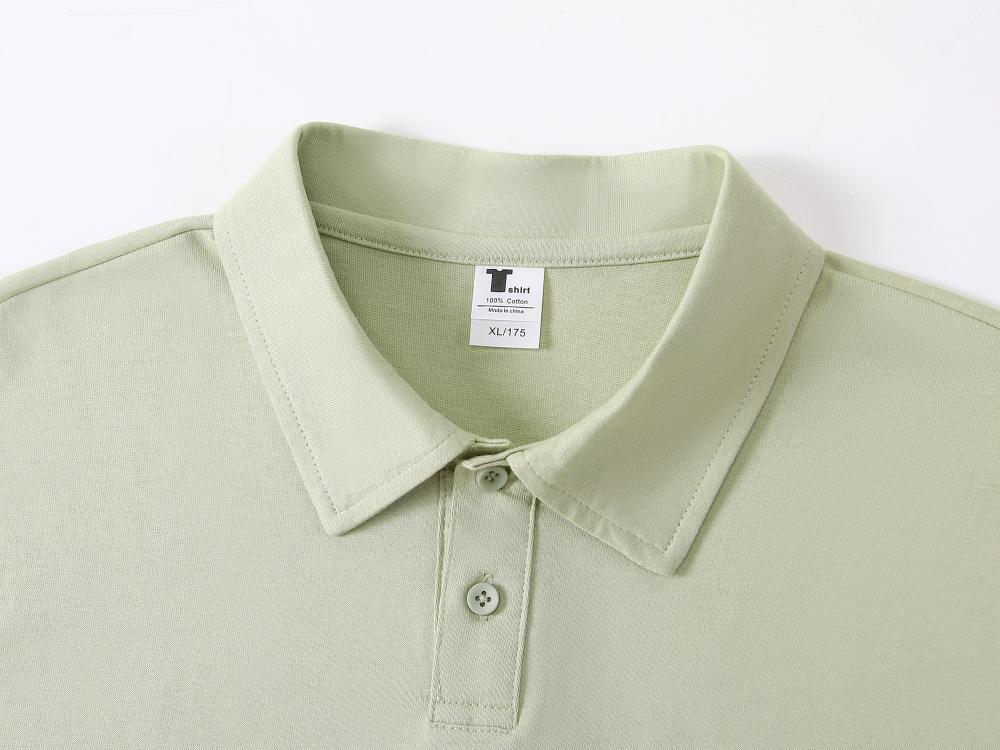 Cross-border 240 pure cotton heavyweight drop shoulder lapel short-sleeved polo, new short-sleeved lapel polo for both men and women, fashionable and casual, simple and comfortable, short-sleeved trend detail image 7