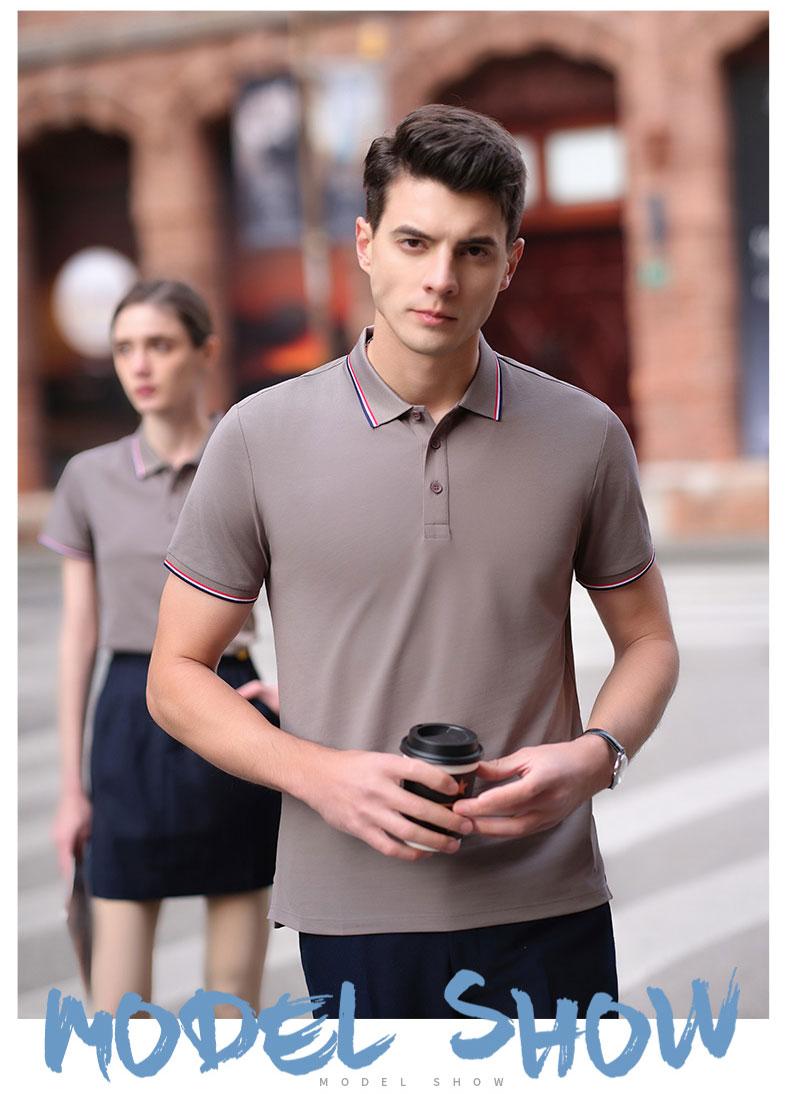 Cross-border British fringed lapel Xinjiang long-staple cotton mulberry silk ice silk pearl ground cotton new short-sleeved lapel polo for both men and women trendy clothes, fashionable and casual polo for both men and women simple and comfortable short-sleeved detail image 11