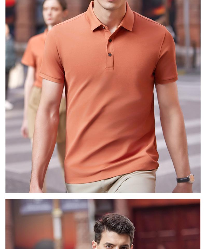 Cross-border British solid color lapel Xinjiang long-staple cotton mulberry silk ice silk pearl ground cotton new short-sleeved lapel polo for men and women, fashionable and casual, simple and comfortable short-sleeved polo for men and women detail image 13