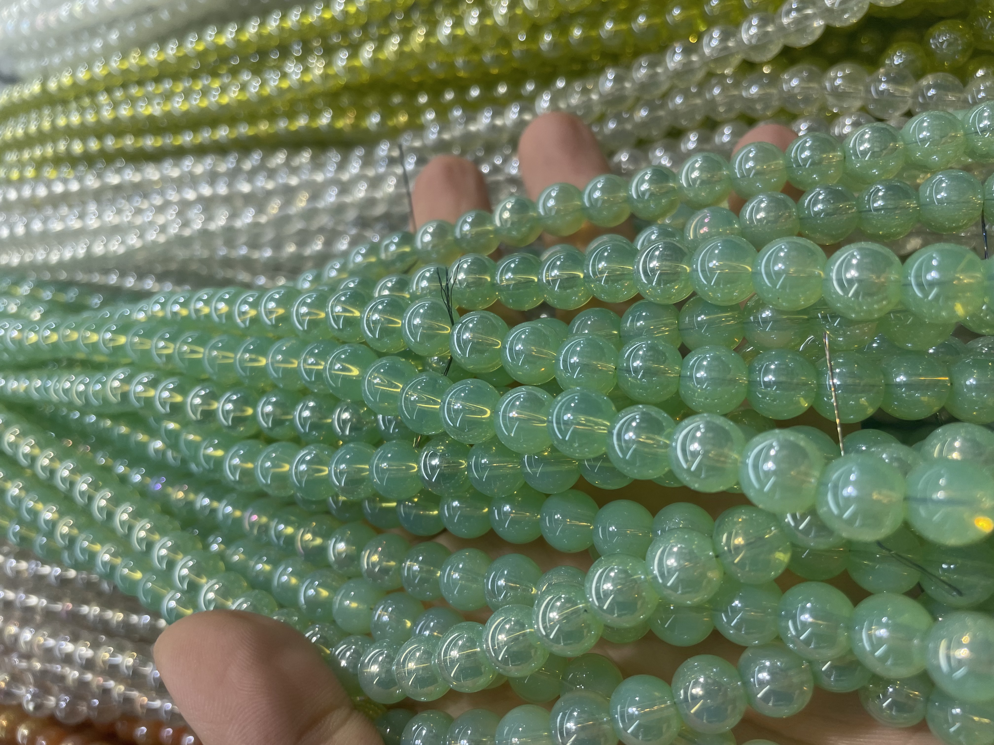 天然水晶散珠 串珠琉璃珠子 手工DIY饰品材料 多色石珠搭配细节图