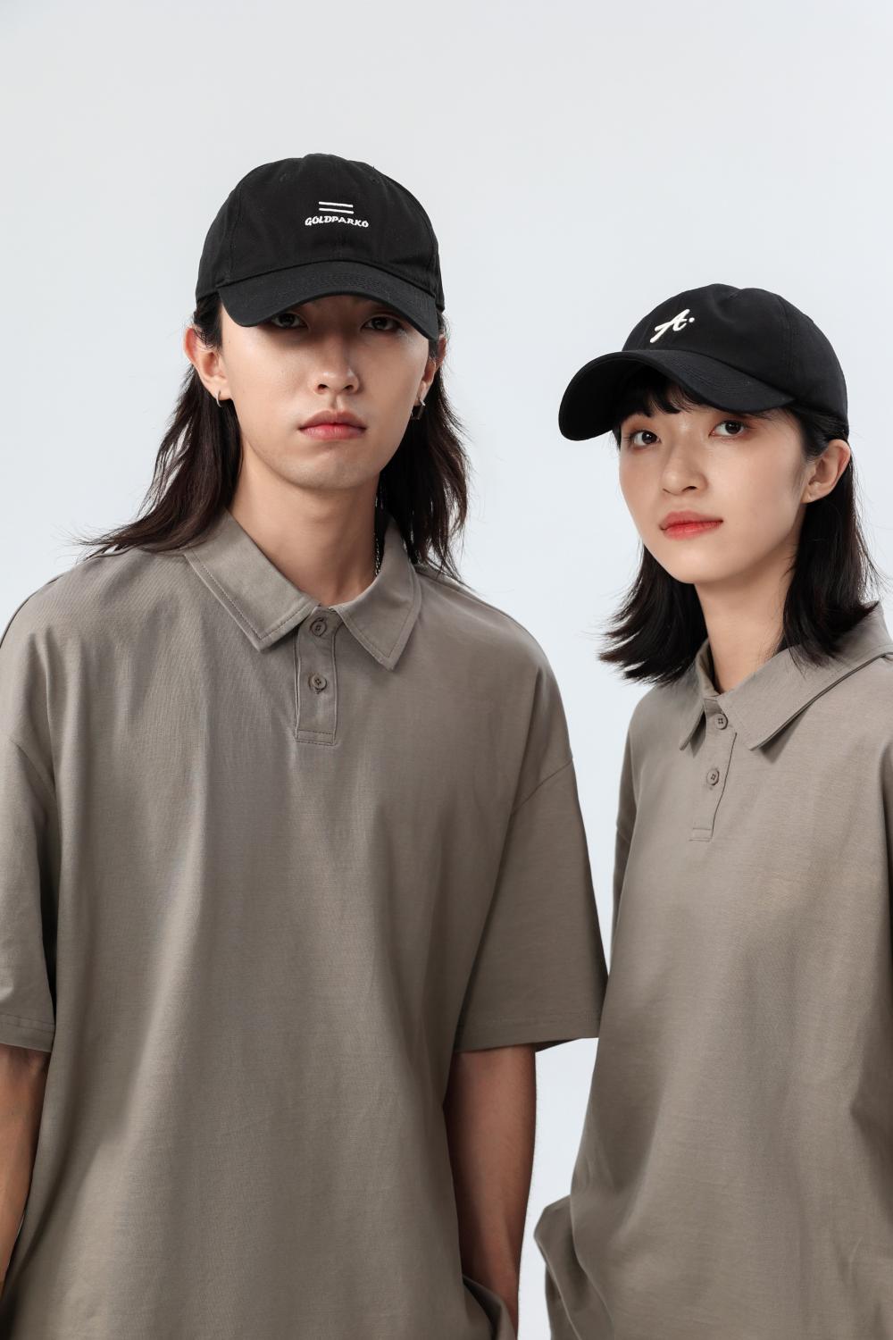 Cross-border 240 pure cotton heavyweight drop shoulder lapel short-sleeved polo, new short-sleeved lapel polo for both men and women, fashionable and casual, simple and comfortable, short-sleeved trend detail image 12