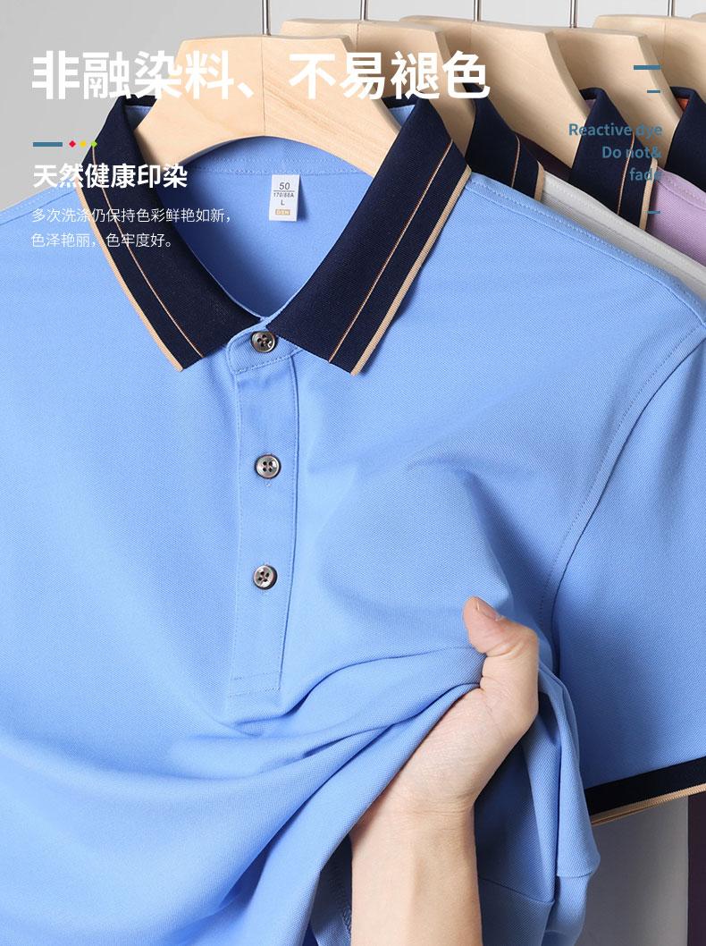 Cross-border British gold border with edge lapel, Xinjiang long-staple cotton, mulberry silk, ice silk, silk pearl ground cotton, new short-sleeved lapel polo for both men and women, fashionable and casual, polo for both men and women, comfortable short-sleeved detail image 5